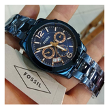 WW0255 Fossil Unisex Multifunction Blue Stainless Steel Chain Watch ES4093