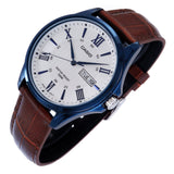 WW0072 Casio Enticer Day Date Blue Leather Belt Watch MTP-1384BUL-5AVDF