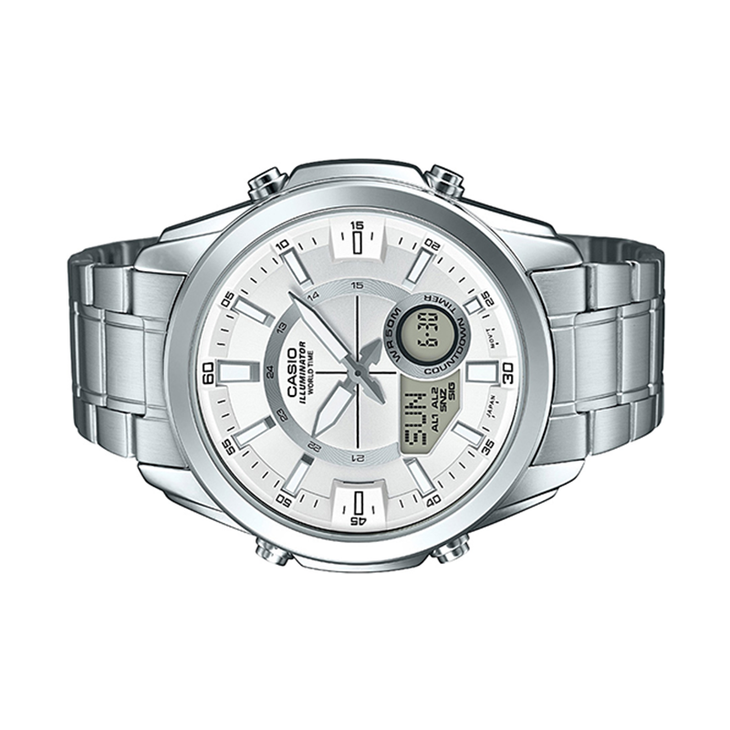 WW1144 Casio Enticer Dual Time Multifunction Chain Watch AMW-810D-7AVDF