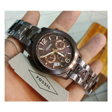 WW0420 Fossil Unisex Multifunction Wine Stainless Steel Chain Watch ES4110