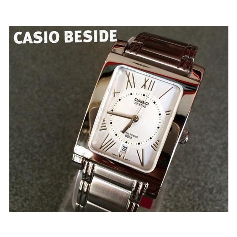 WW0303 Casio Beside Date Stainless Steel Chain Watch BEM-100D-7A2VDF