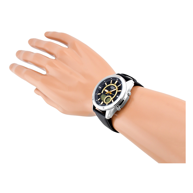 WW1146 Casio Enticer Dual Time Multifunction Leather Belt Watch AMW-810L-1AVDF