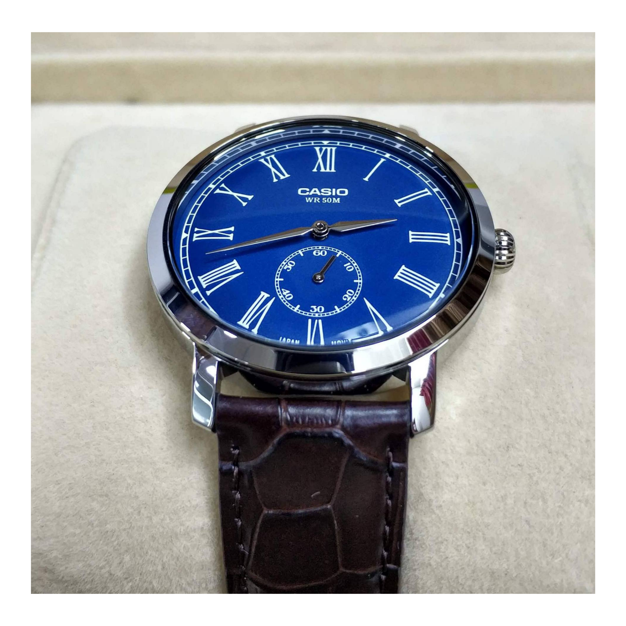 WW0056 Casio Enticer Side Second Leather Belt Watch MTP-E150L-2BVDF