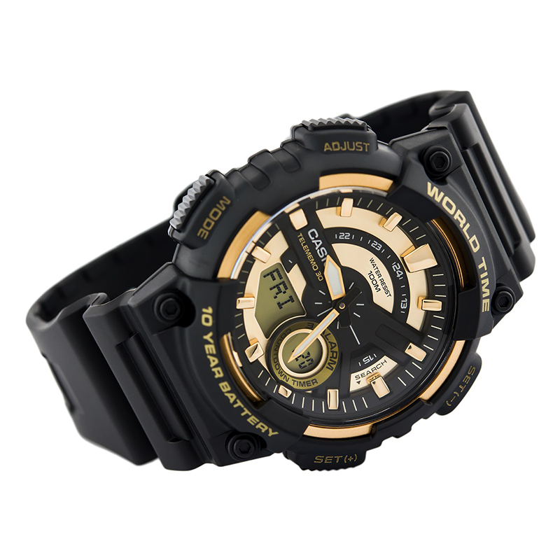 WW1306 Casio Youth Dual Time Resin Belt Watch AEQ-110BW-9AVDF