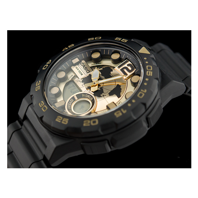 WW0613 Casio Youth World Time Resin Belt Watch AEQ-100BW-9AVDF
