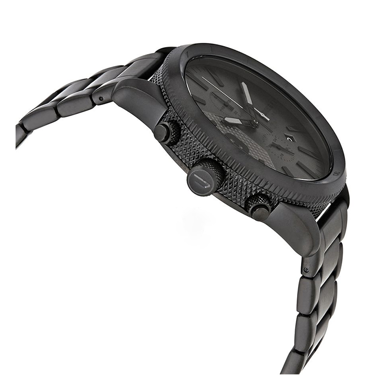 WW0151 Diesel Rasp Black Sunray Dial Chronograph Stainless Steel Chain Watch DZ4453