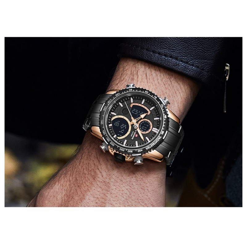 WW1210 Naviforce Multifunction Dual Time Chain Watch NF9182M