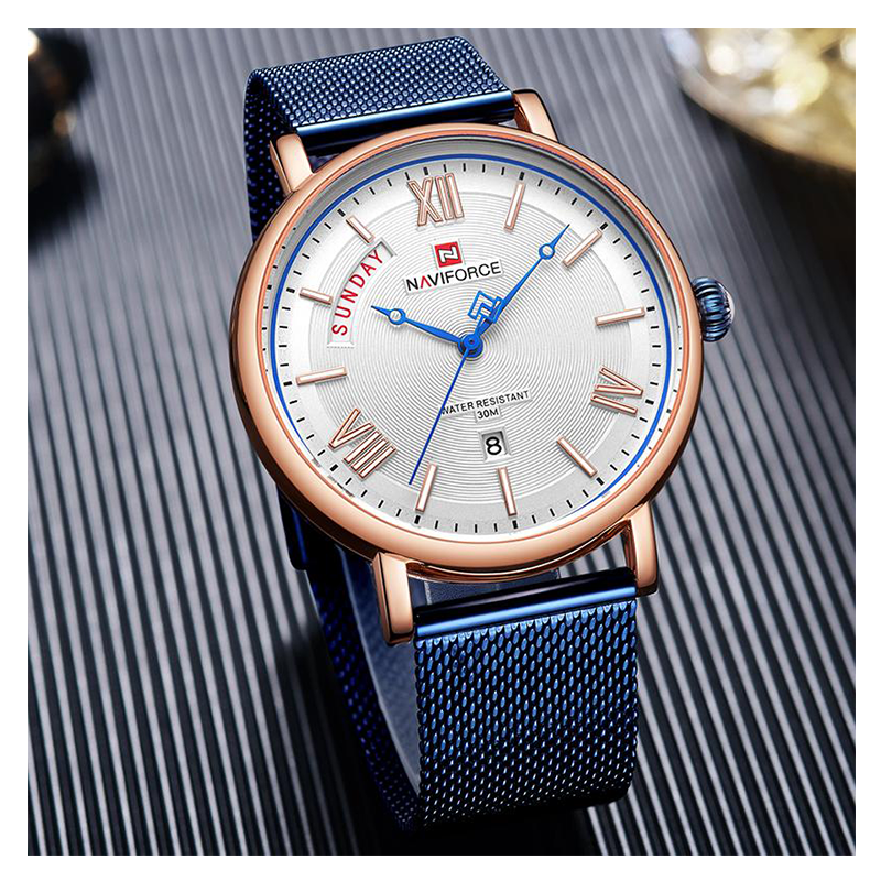 WW0340 Naviforce Day Date Mesh Chain Watch NF3006M