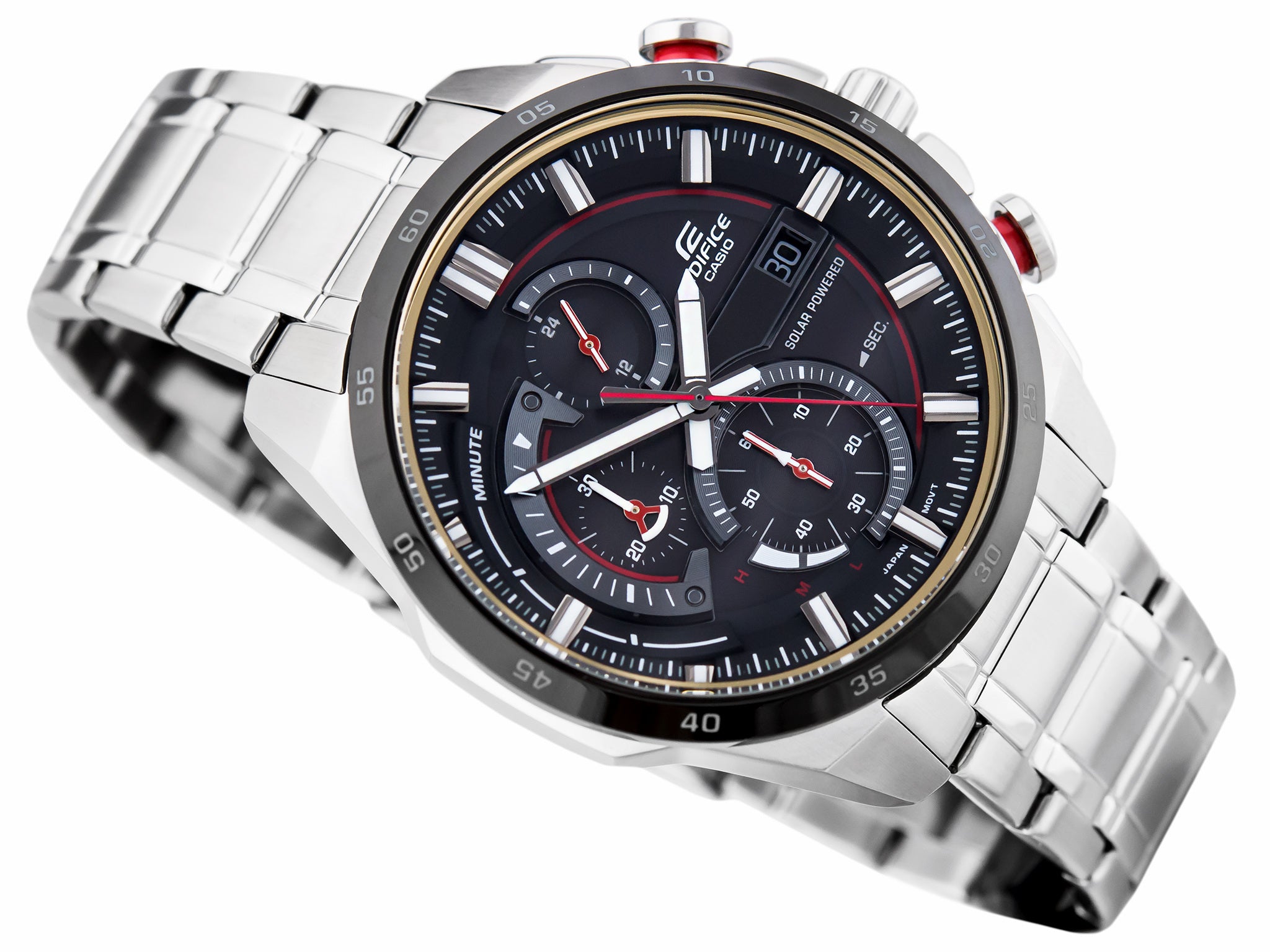 WW0084 Casio Edifice Solar Chronograph Stainless Steel Chain Watch EQS-600DB-1A4UDF
