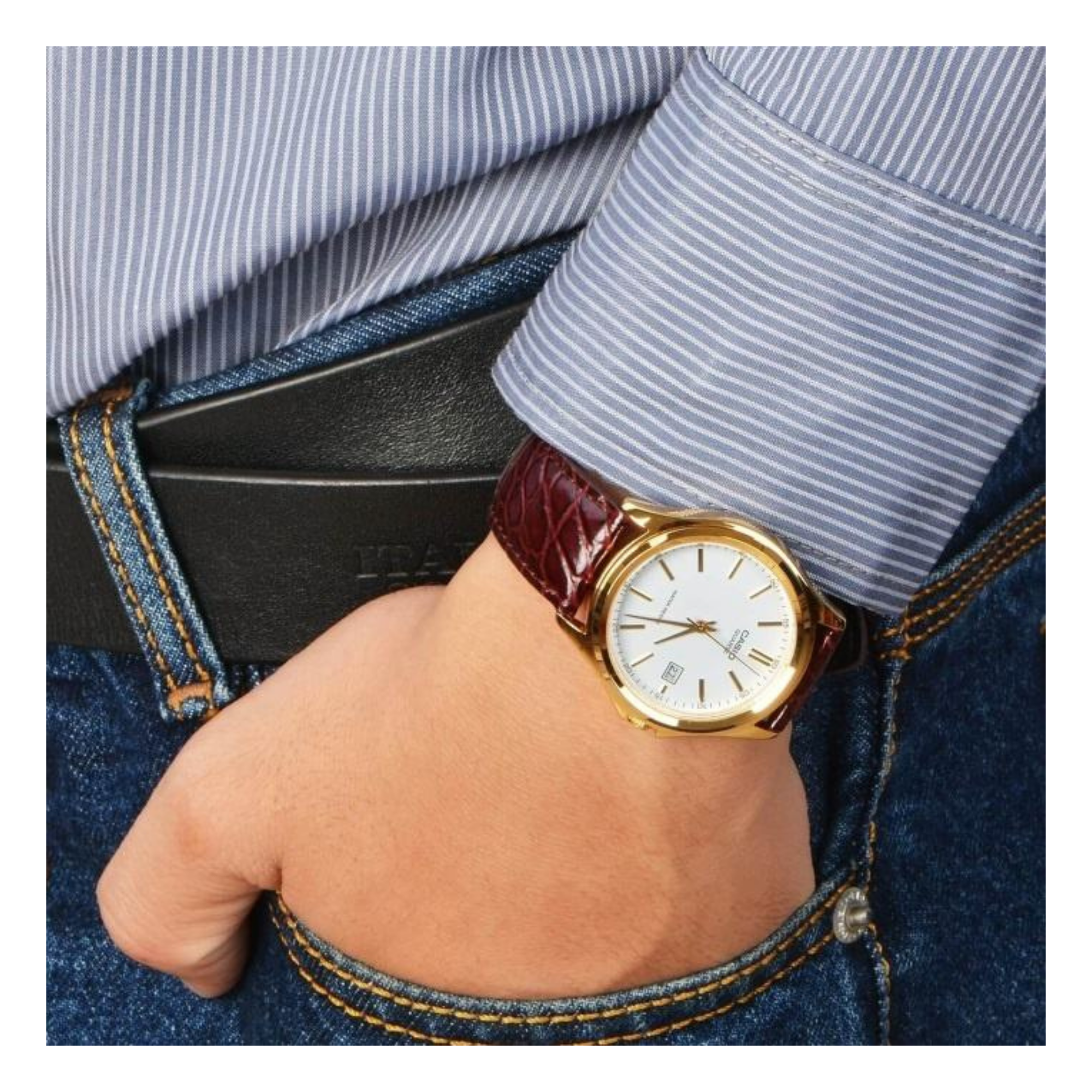 WW1258 Casio Standard Date Leather Belt Watch MTP-1183Q-7ADF