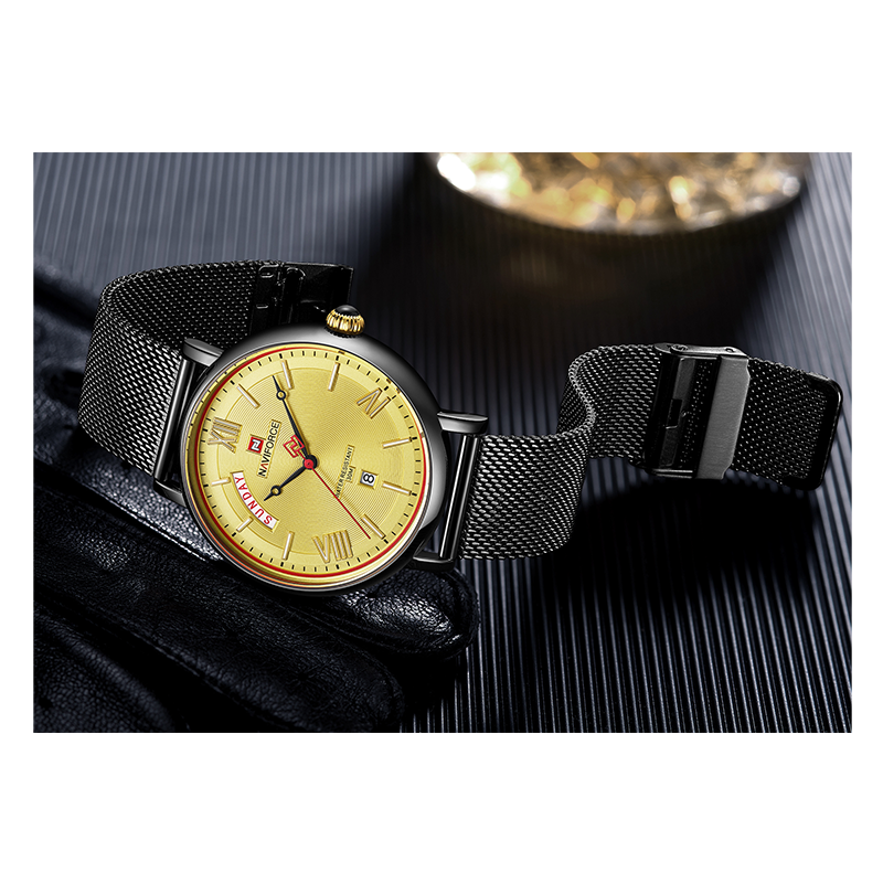 WW0341 Naviforce Day Date Mesh Chain Watch NF3006M