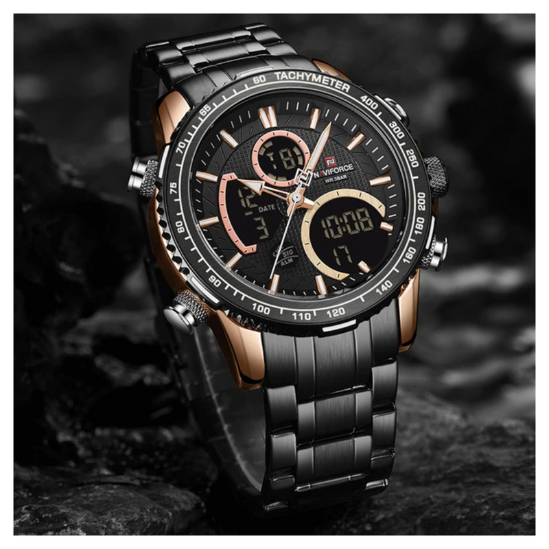 WW1210 Naviforce Multifunction Dual Time Chain Watch NF9182M
