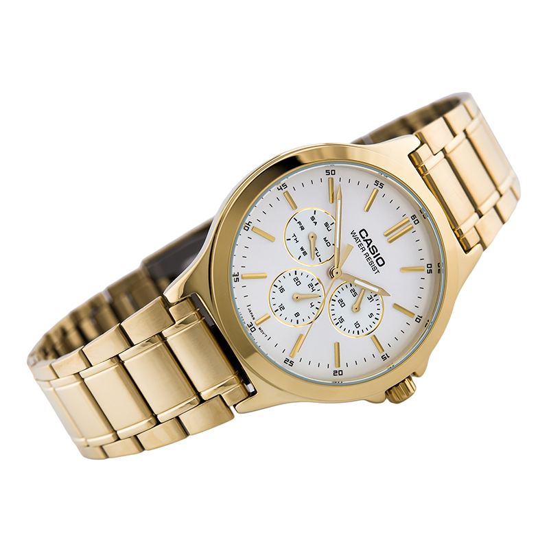 WW0156 Casio Enticer Multifunction Golden Chain Watch MTP-V300G-7AUDF