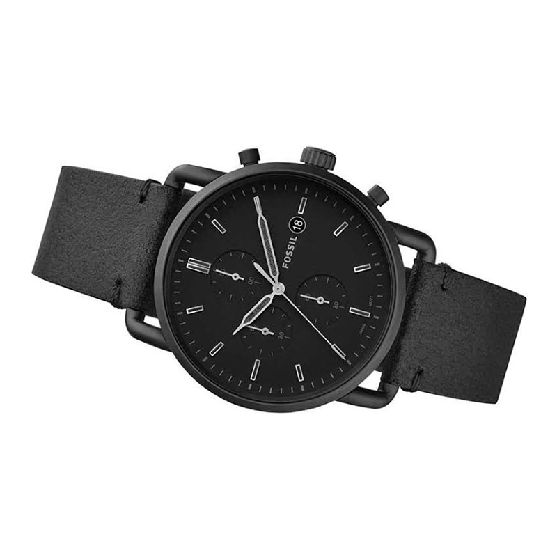 WW0744 Fossil Commuter Chronograph Navy Leather Belt Watch FS5404