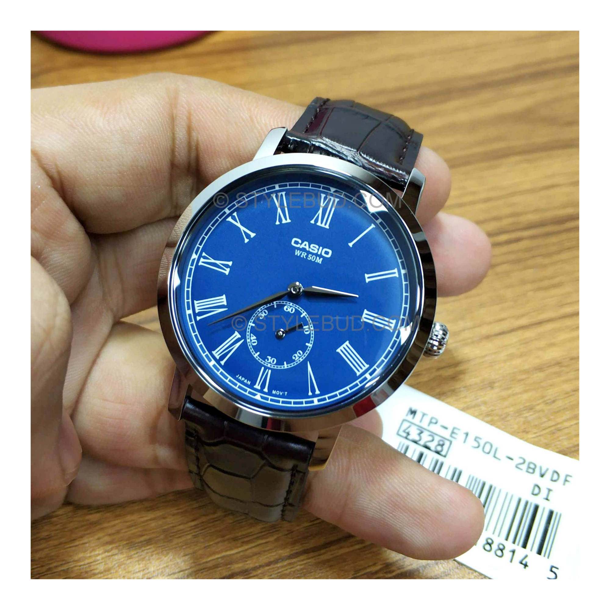 WW0056 Casio Enticer Side Second Leather Belt Watch MTP-E150L-2BVDF