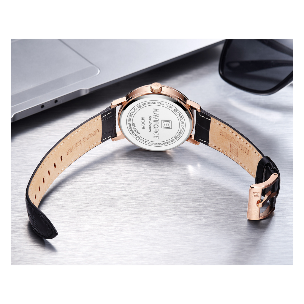 WW1009 Naviforce Sweep Second Multifunction Leather Belt Watch NF3002M