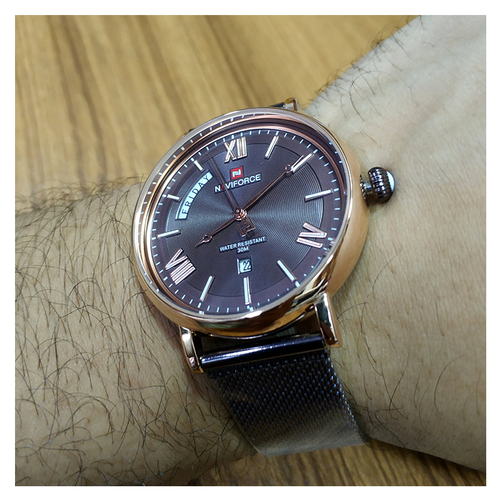 WW0331 Naviforce Day Date Mesh Chain Watch NF3006M