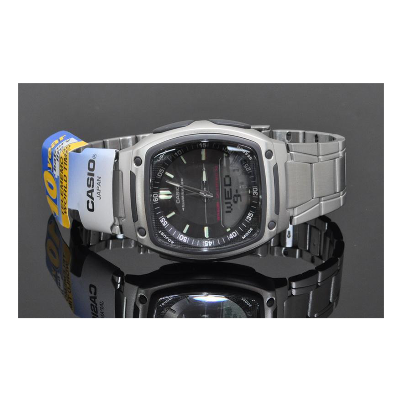 WW0143 Casio Analog Digital Silver Chain Watch AW-81D-1AVDF