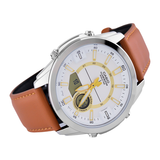 WW1147 Casio Enticer Dual Time Multifunction Leather Belt Watch AMW-810L-5AVDF