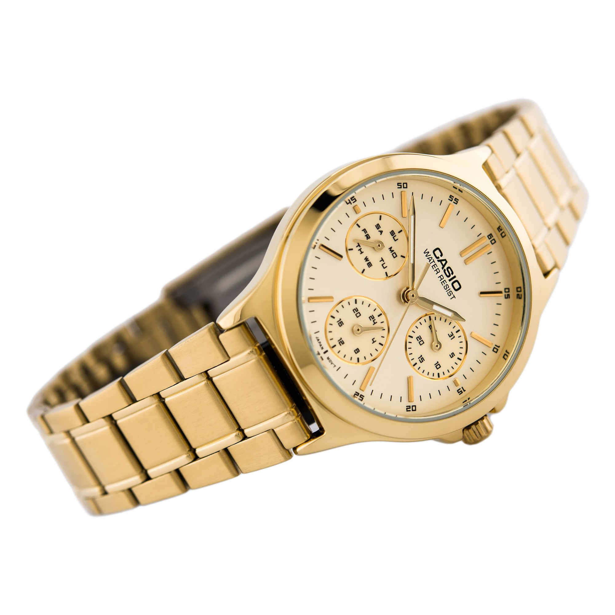 WW1230 Casio Enticer Multifunction Golden Ladies Chain Watch LTP-V300G-9AUDF