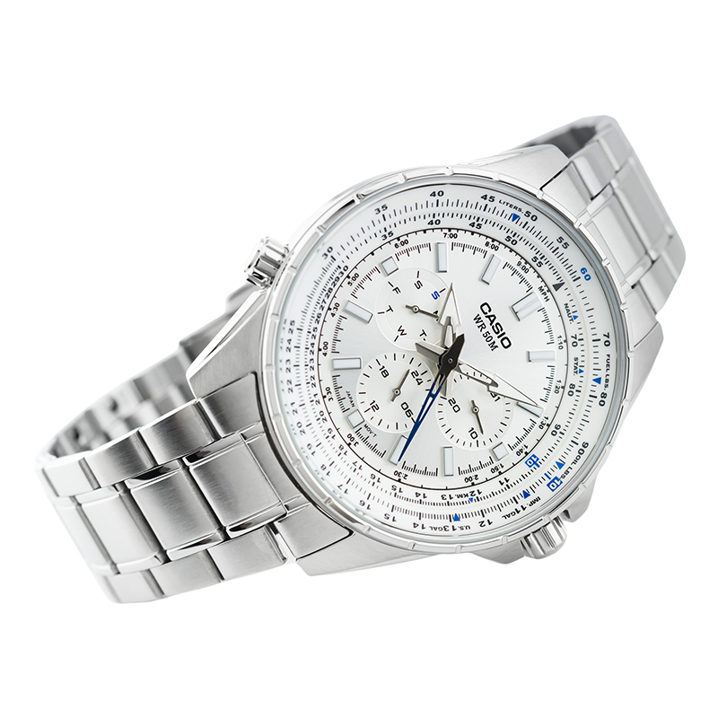 WW0237 Casio Enticer Sweep Second Stainless Steel Chain Watch MTP-SW320D-7AVDF