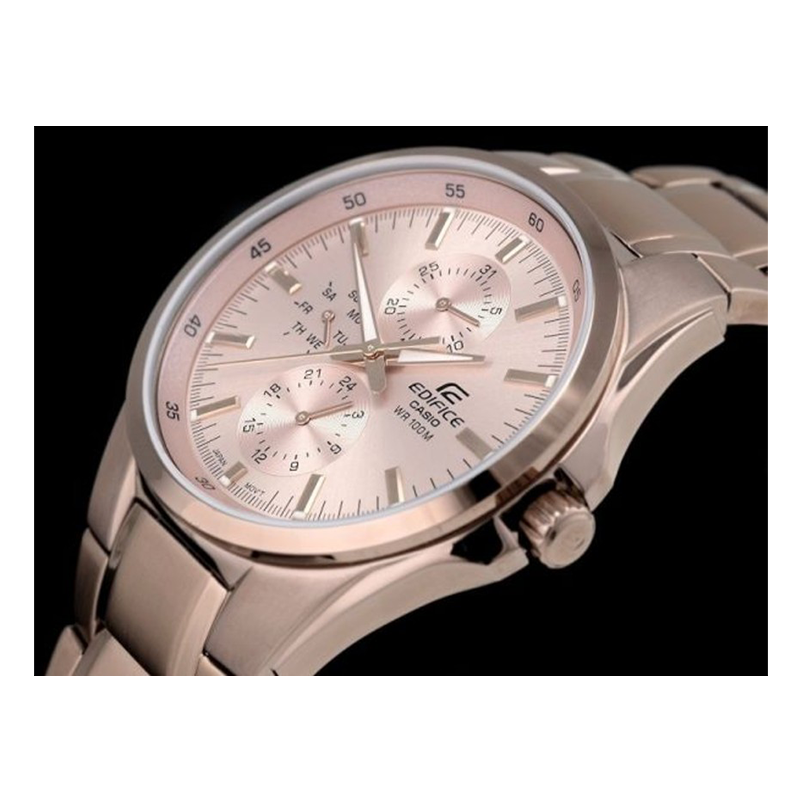 WW0381 Casio Edifice Multifunction Rose Gold Stainless Steel Chain Watch EF-339G-9AVDF