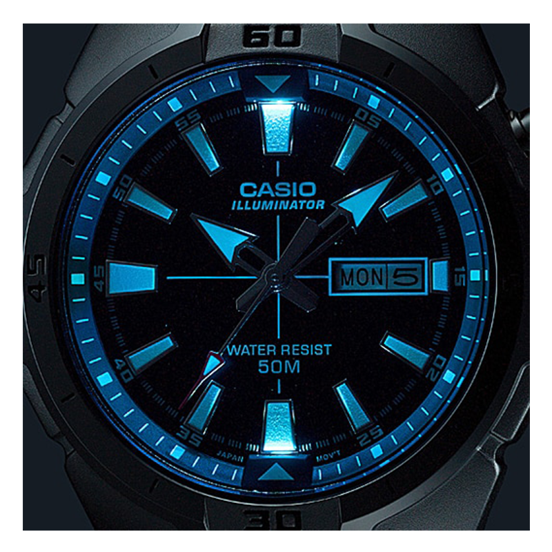 WW0103 Casio Enticer Day Date Illuminator Chain Watch MTP-E203D-2AVDF