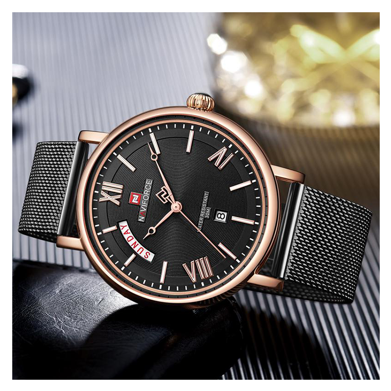 WW0335 Naviforce Day Date Mesh Chain Watch NF3006M