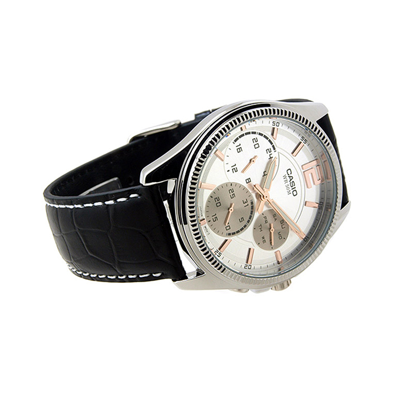 WW0590 Casio Enticer Multifunction Leather Belt Watch MTP-E305L-7AV
