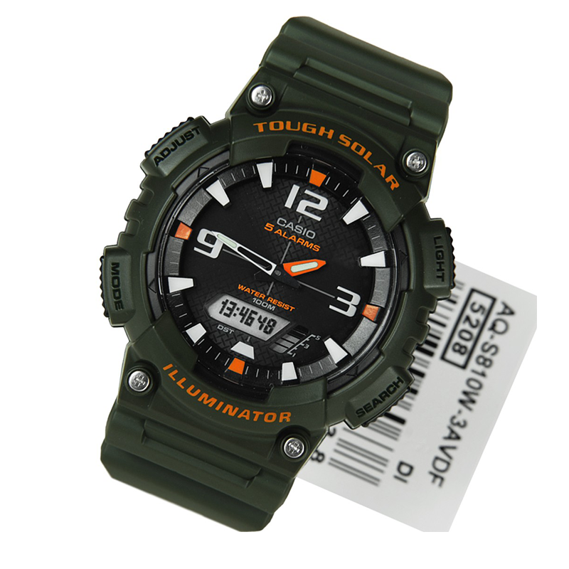 WW0474 Casio Youth Tough Solar Dual Time Resin Belt Watch AQ-S810W-3AVDF