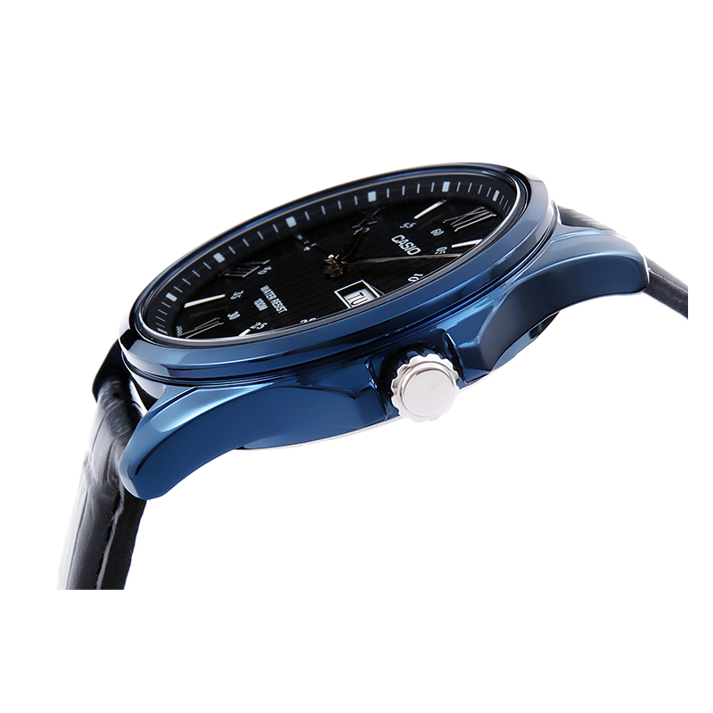 WW0071 Casio Enticer Day Date Blue Leather Belt Watch MTP-1384BUL-1AVDF