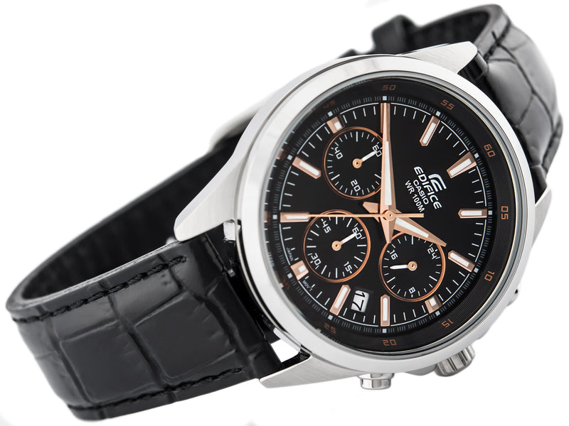 WW0050 Casio Edifice Chronograph Stainless Steel Leather Belt Watch EFR-527L-1AVDF