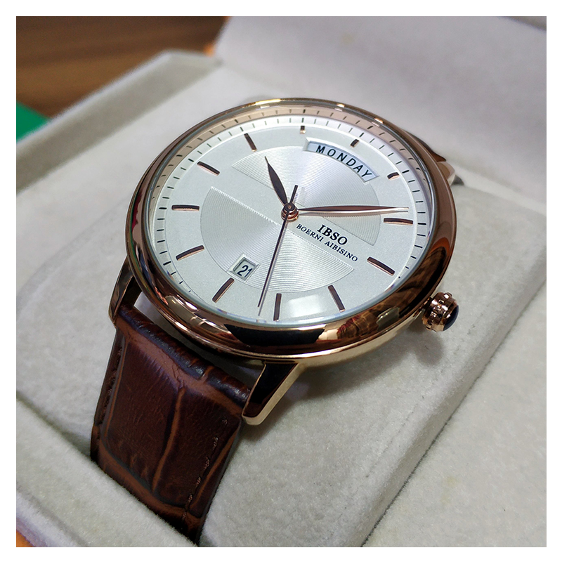 WW0373 IBSO Day Date Leather Belt Watch S3978G