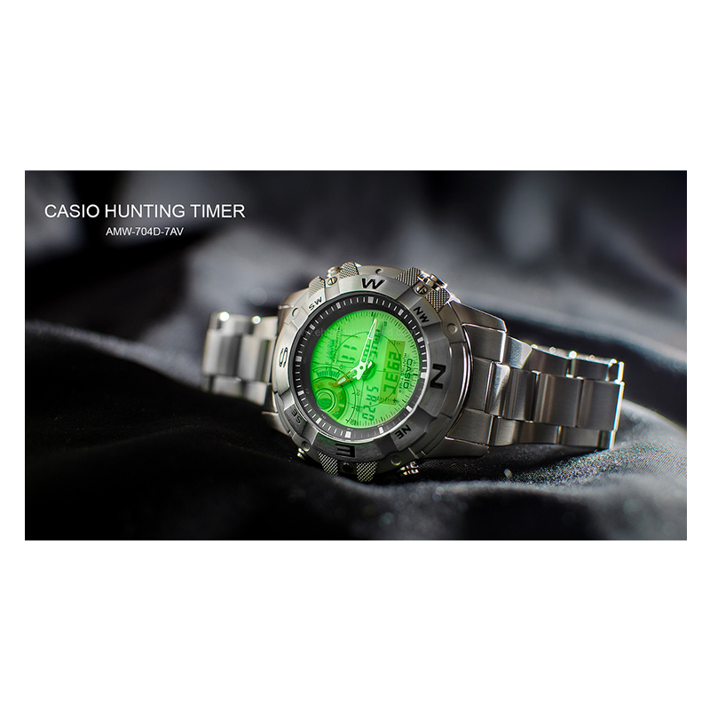 WW0291 Casio Youth Hunting Timer Stainless Steel Chain Watch AMW-704D-7AVDF