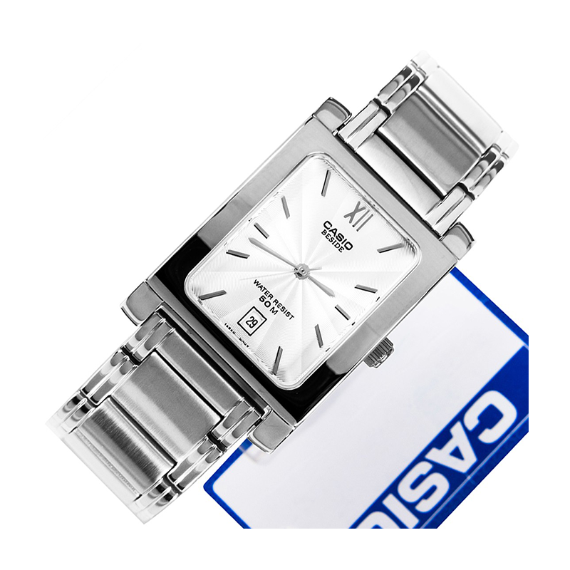 WW0306 Casio Beside Date Stainless Steel Chain Watch BEM-100D-7AVDF
