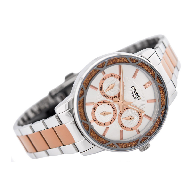WW1188 Casio Enticer Multifunction Ladies Stainless Steel Chain Watch