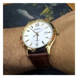 WW0917 Seiko Golden Date Leather Belt Watch SUR056P1