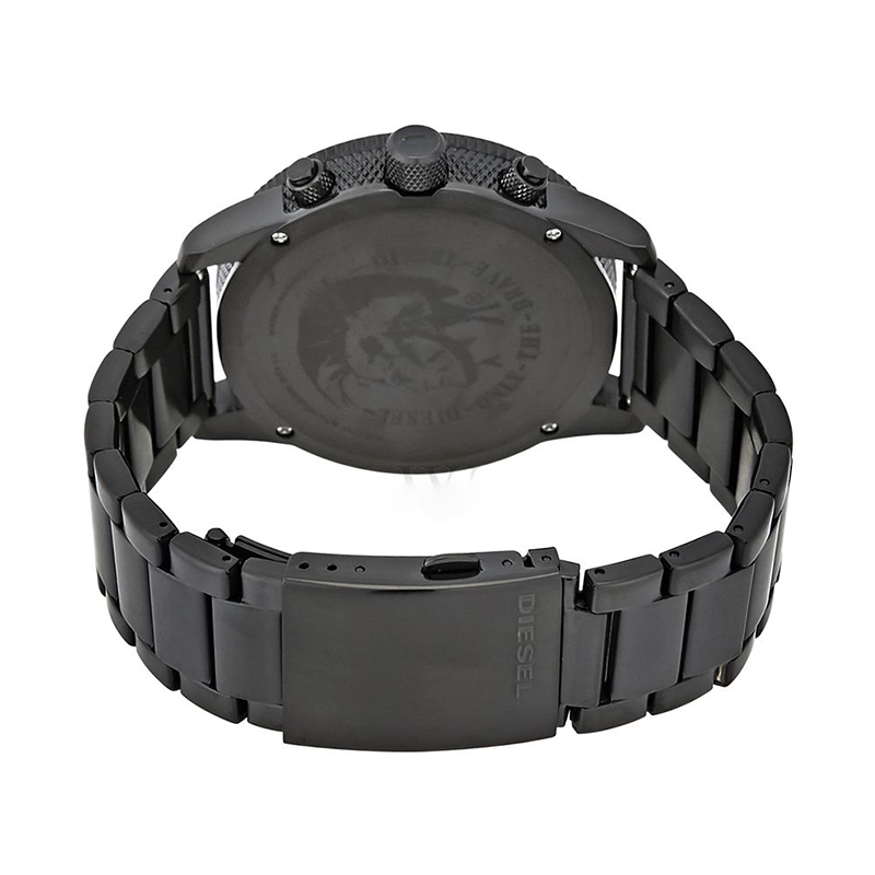 WW0151 Diesel Rasp Black Sunray Dial Chronograph Stainless Steel Chain Watch DZ4453