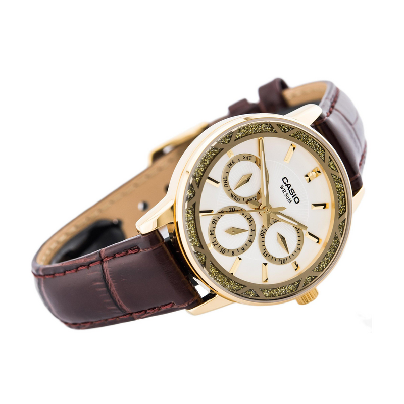 WW1185 Casio Enticer Multifunction Ladies Leather Belt Watch
