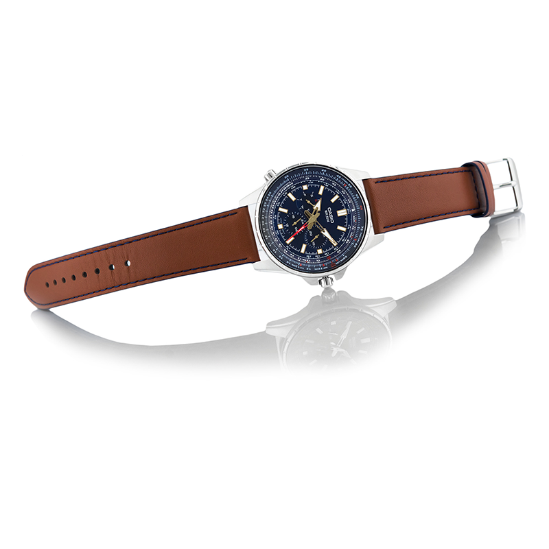 WW0239 Casio Enticer Sweep Second Leather Belt Watch MTP-SW320L-2AVDF