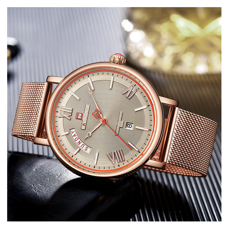 WW0332 Naviforce Day Date Mesh Chain Watch NF3006M