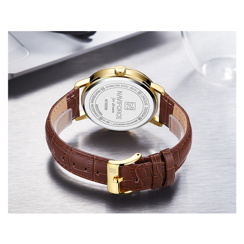 WW1040 Naviforce Sweep Second Multifunction Leather Belt Watch NF3002M