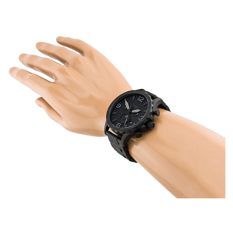 WW0264 Fossil Nate Chronograph Black Stainless Steel Chain Watch JR1401