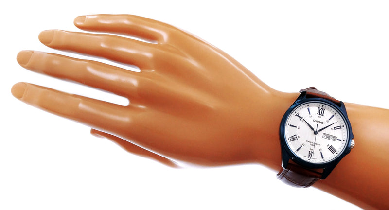 WW0072 Casio Enticer Day Date Blue Leather Belt Watch MTP-1384BUL-5AVDF