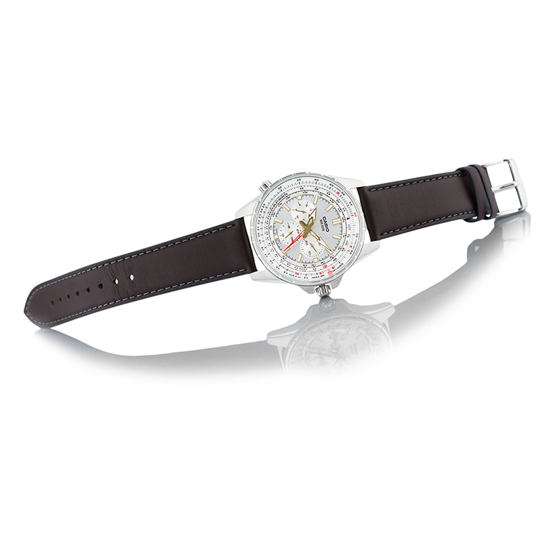 WW0240 Casio Enticer Sweep Second Leather Belt Watch MTP-SW320L-7AVDF
