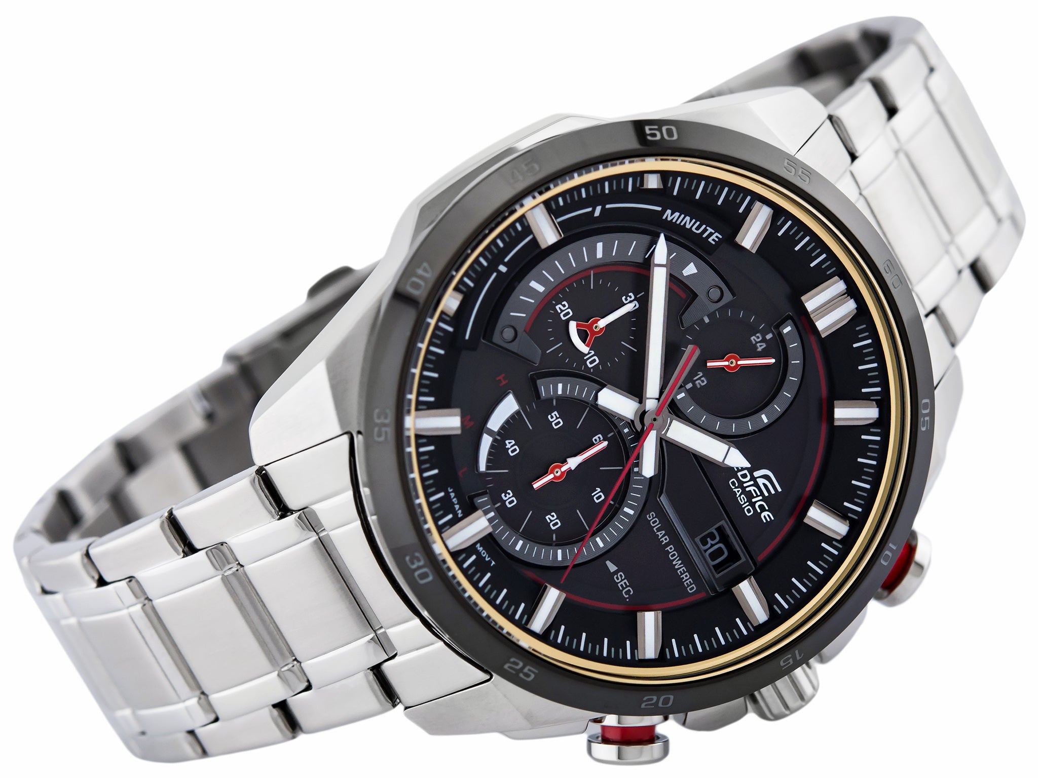 WW0084 Casio Edifice Solar Chronograph Stainless Steel Chain Watch EQS-600DB-1A4UDF