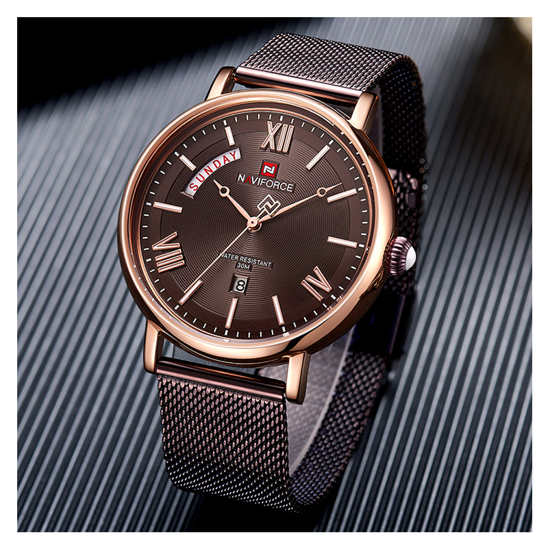 WW0331 Naviforce Day Date Mesh Chain Watch NF3006M