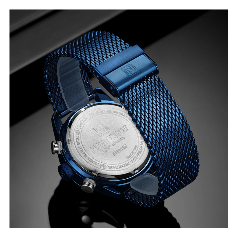 WW0878 Naviforce Multifunction Dual Time Mesh Chain Watch NF9153M