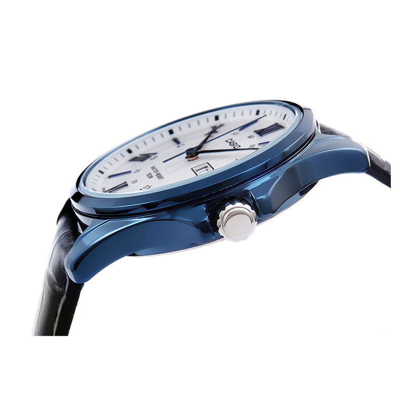WW0062 Casio Enticer Day Date Blue Leather Belt Watch MTP-1384BUL-7AVDF