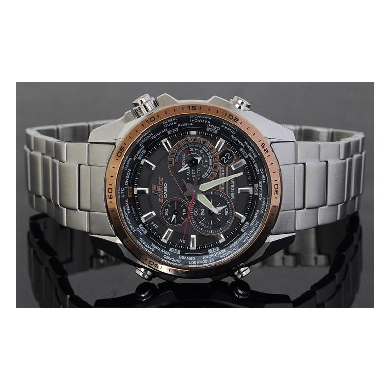 WW0368 Casio Edifice Tough Solar Multifunction Stainless Steel Chain Watch EQS-500DB-1A2DR